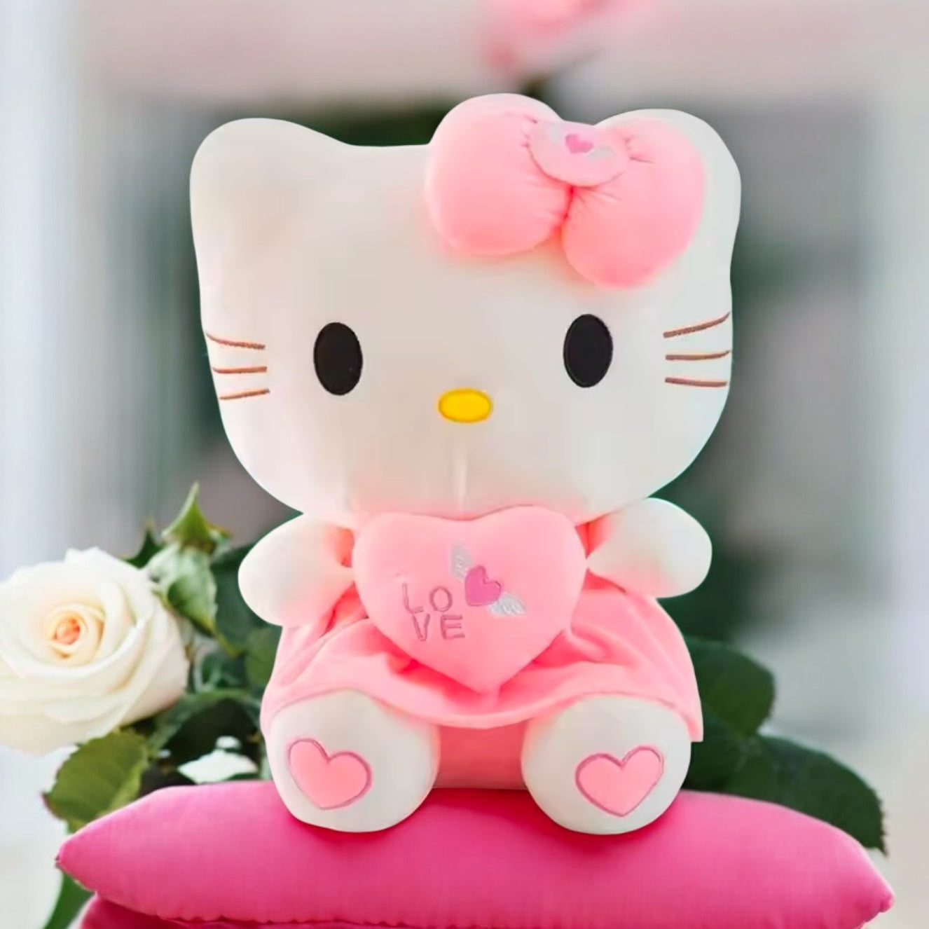 Peluche Hello Kitty Rose – Cadeau d’Amour Doux et Mignon