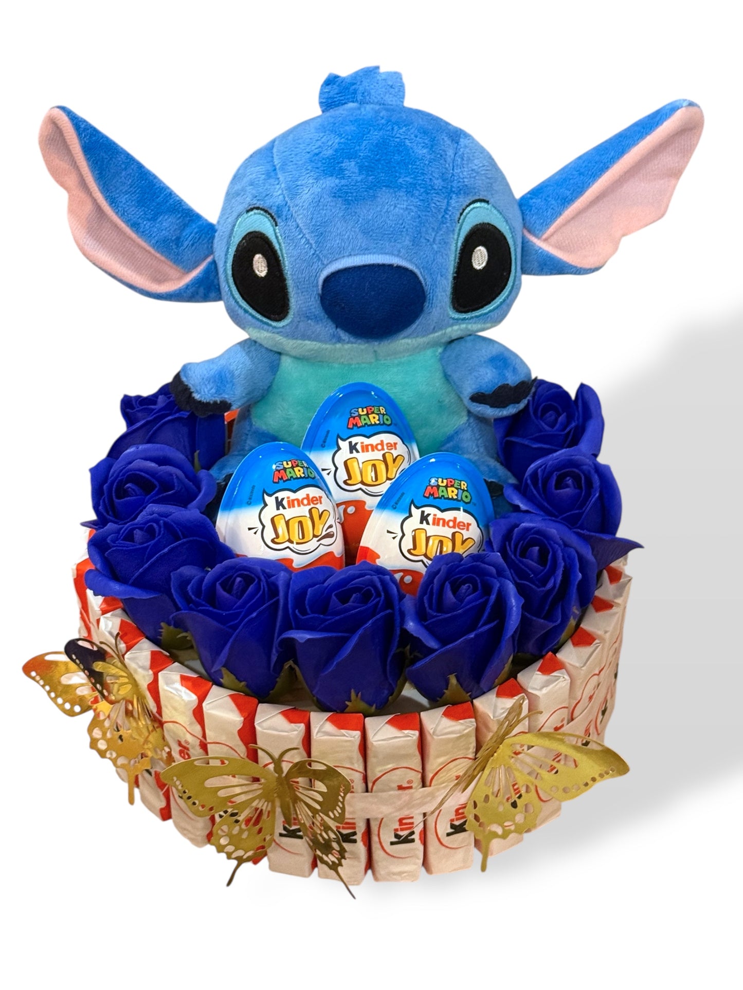 Bouquet gourmand avec peluche et Kinder