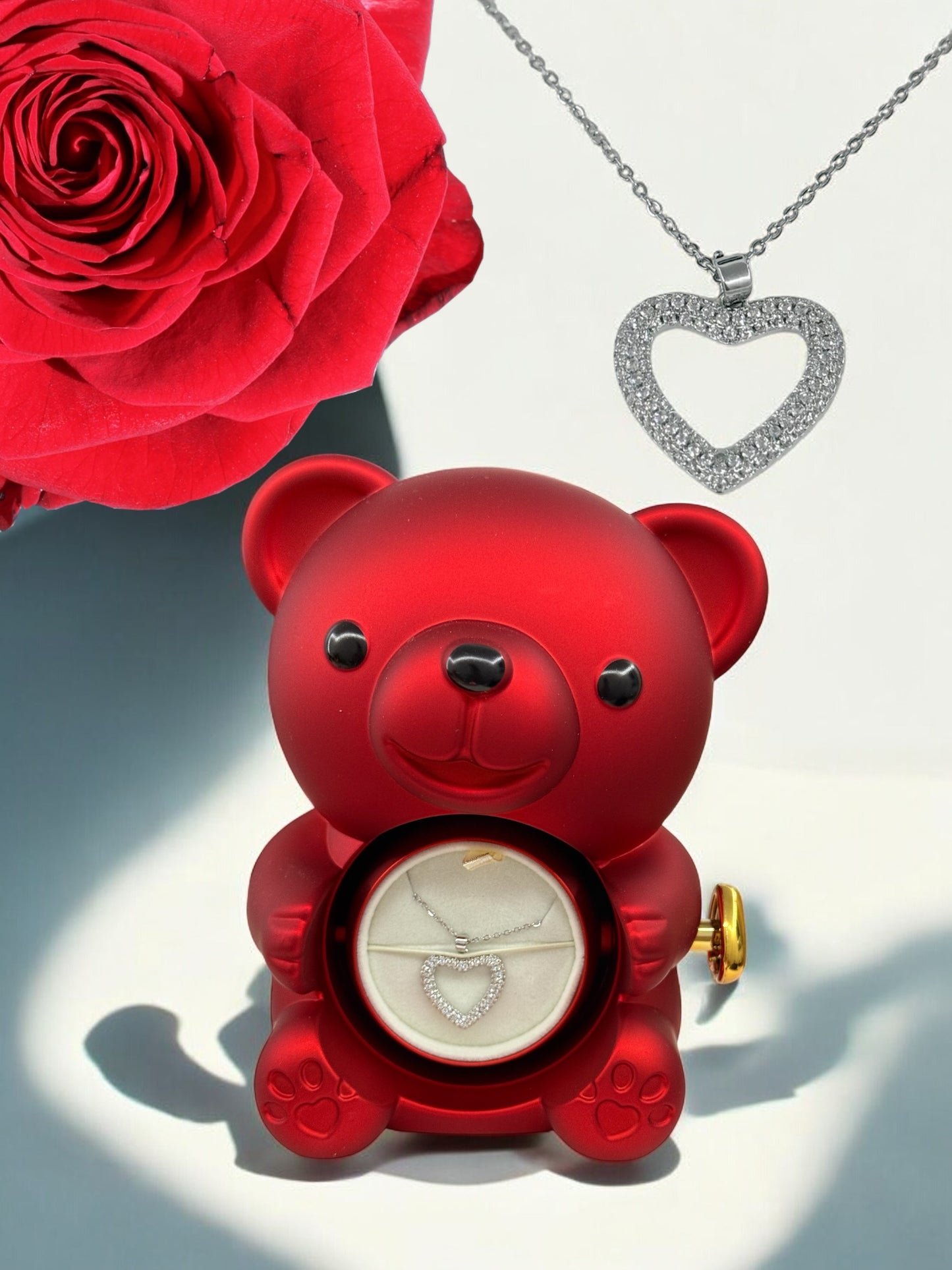 Nounours avec rose éternelle stabilisé