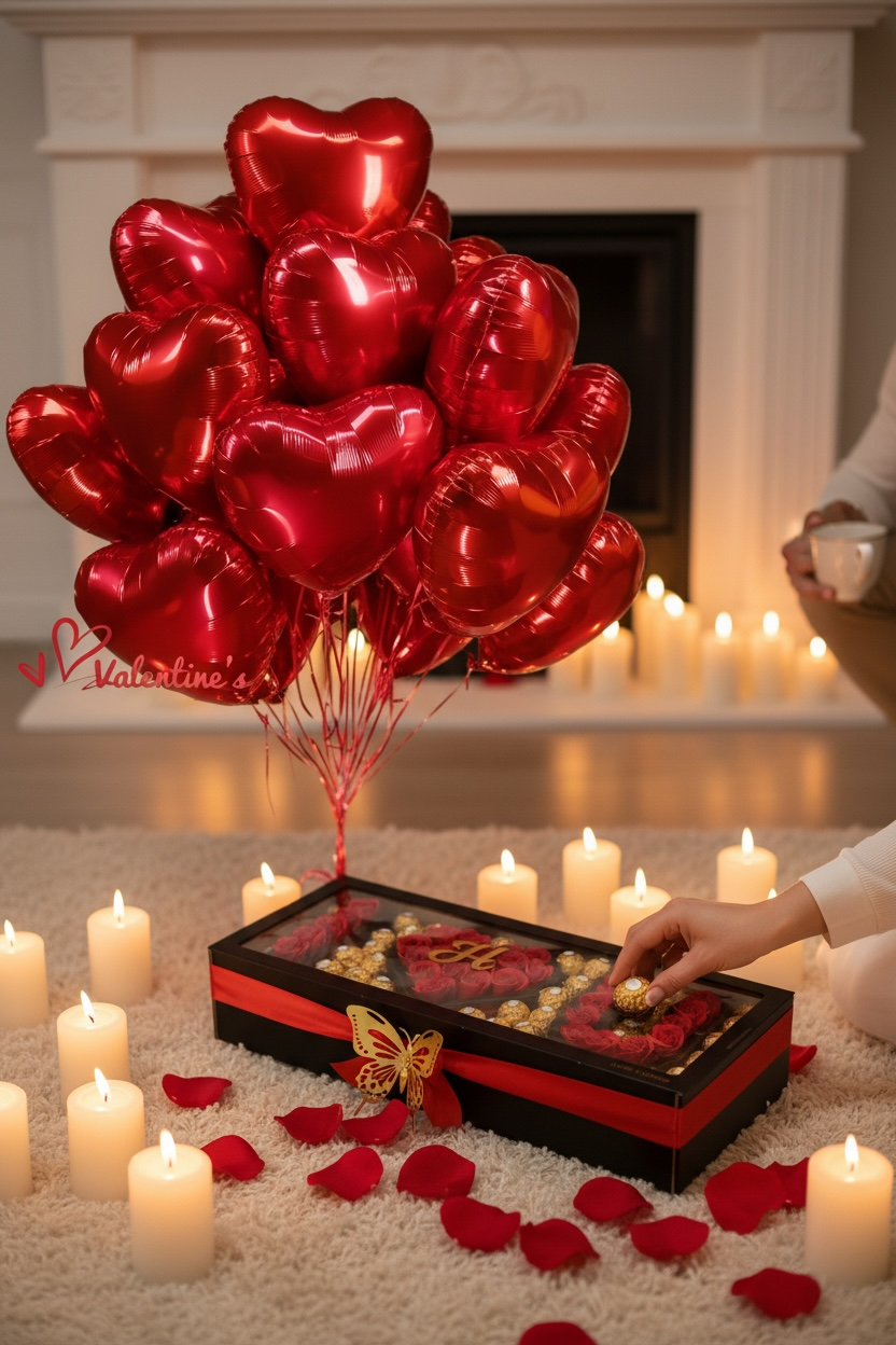 Rose rouge I ❤️U Coffret Saint-Valentin Chocolats Raffaello & Roses rouges – Cadeau romantique