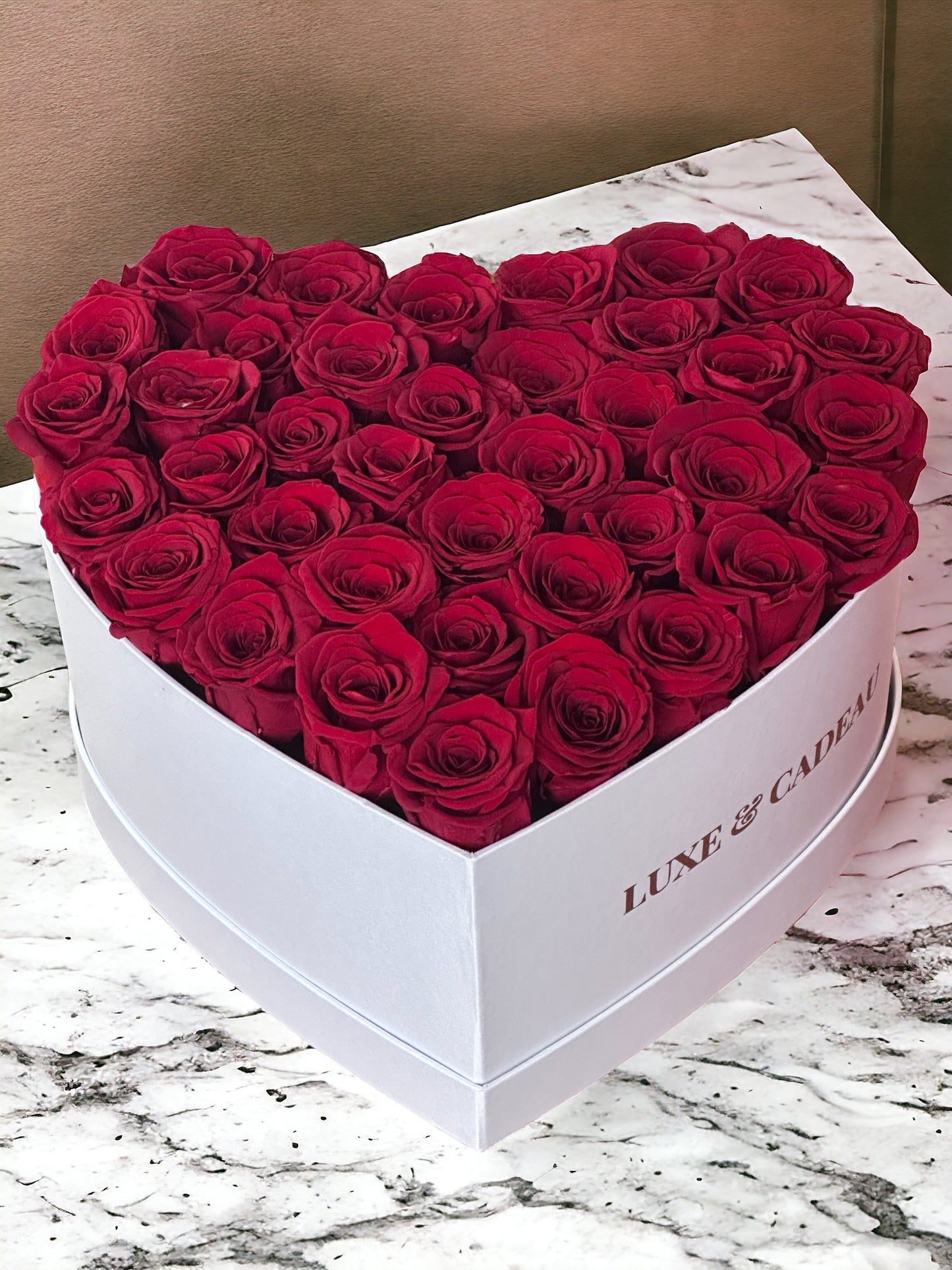 Cœur de roses éternelles stabilisé