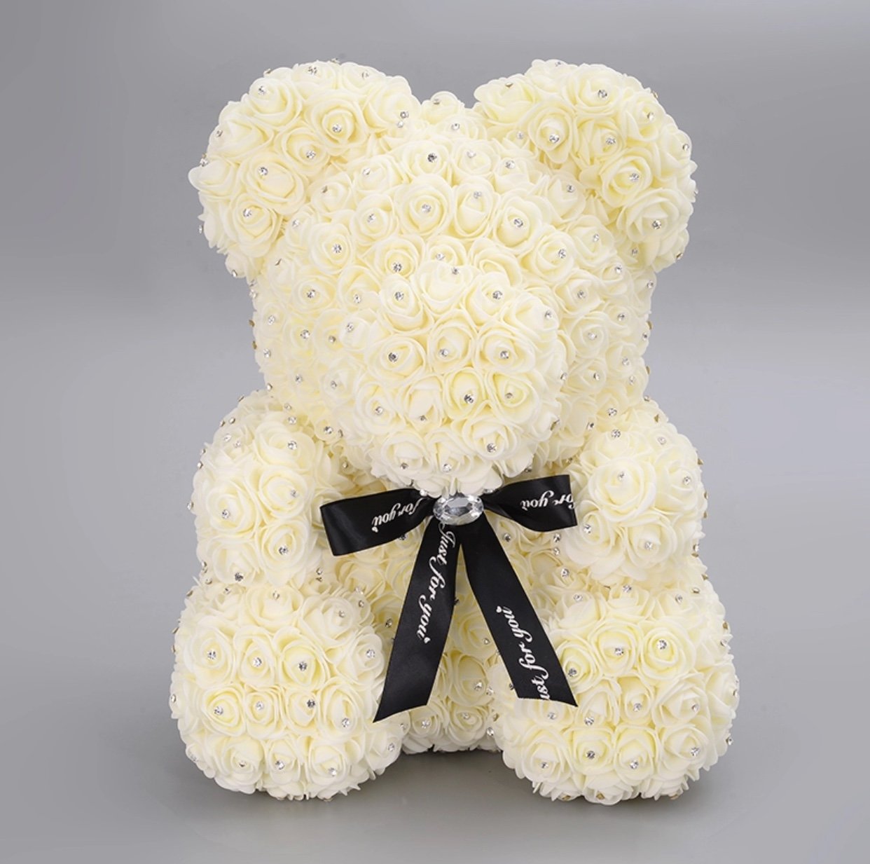 Ours en roses avec strass 40 cm