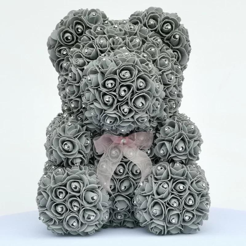 Ours en roses avec strass 40 cm