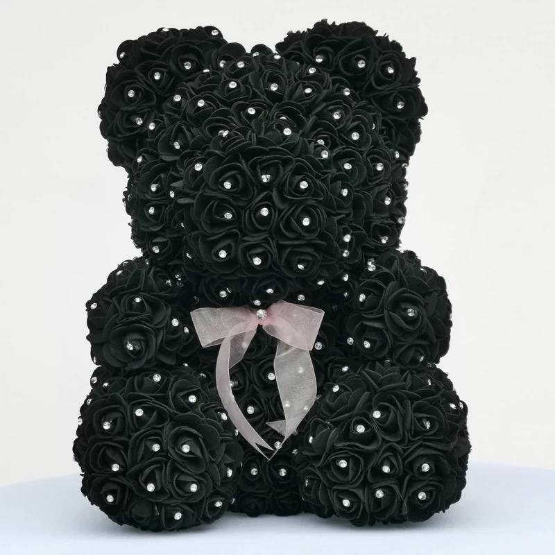 Ours en roses avec strass 40 cm