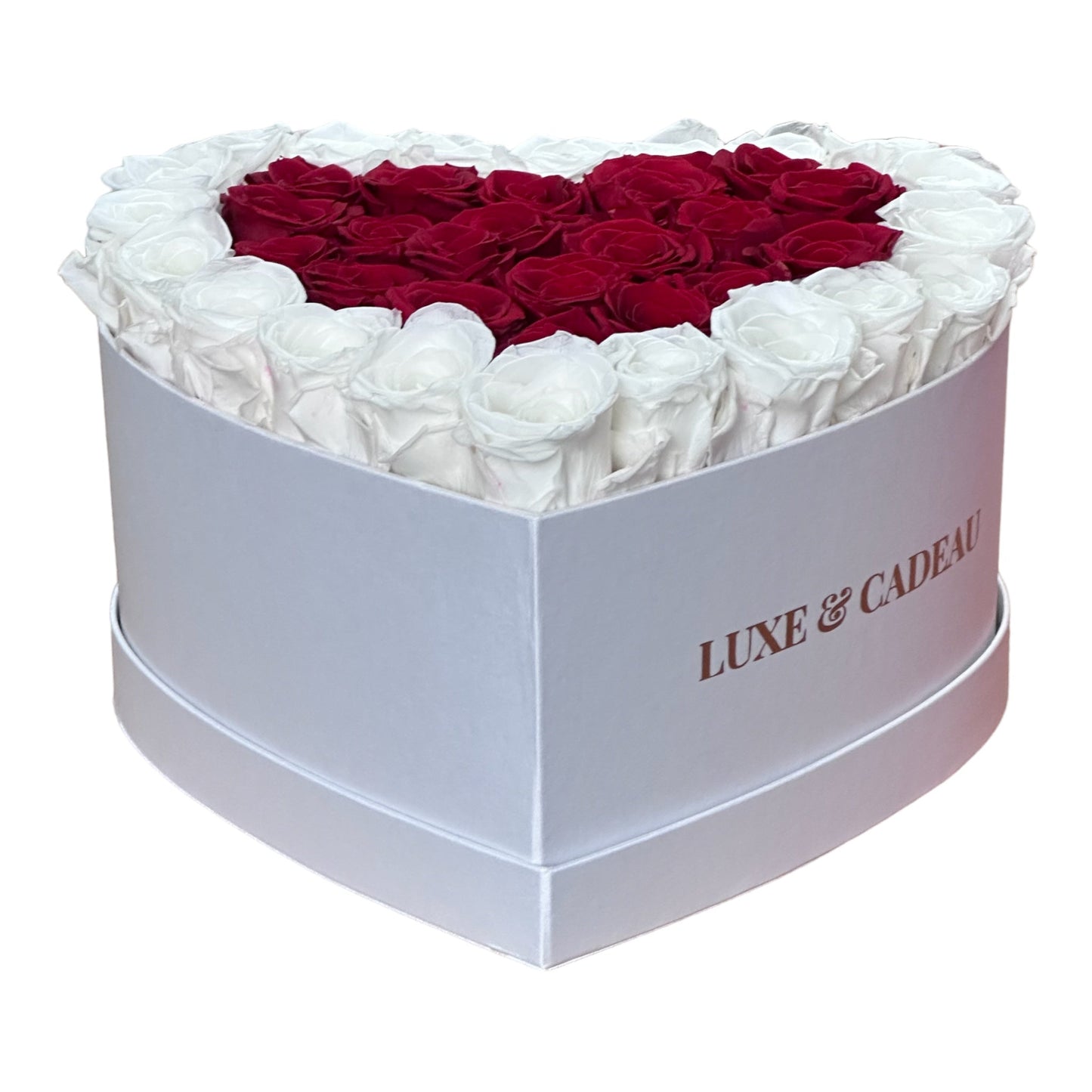 Cœur de roses éternelles stabilisé •Poème d'Amour •