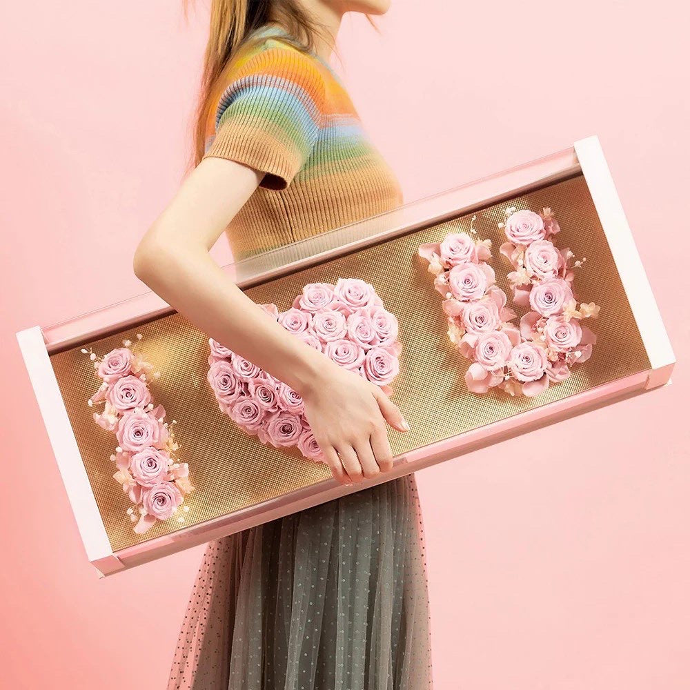 Bouquet rose eternelles I LOVE U