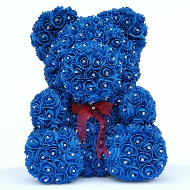 Ours en roses avec strass 40 cm