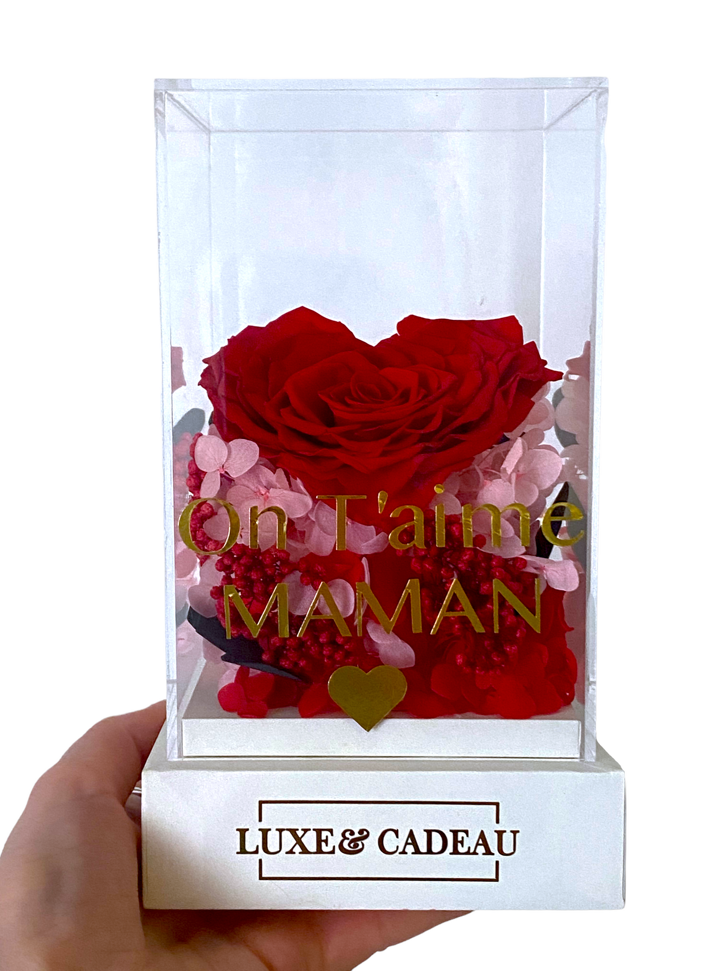 Rose éternelle en forme du cœur