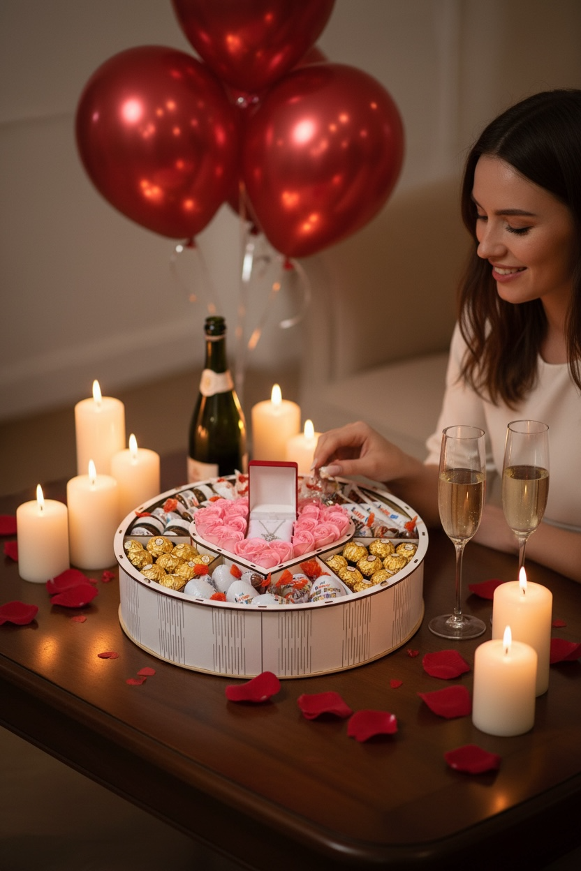 Coffret Cadeau Rond en Bois – Luxe & Gourmand, Fait Main