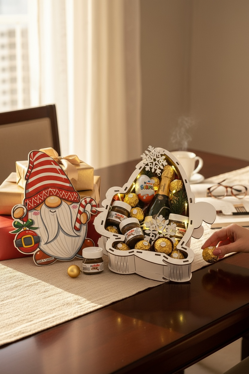 Coffret Cadeau de Noël Premium – Champagne, Chocolats & Nutella