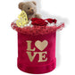 Rosa Éternelle avec Ours en Peluche – Cadeau Romantique en Boîte Élégante