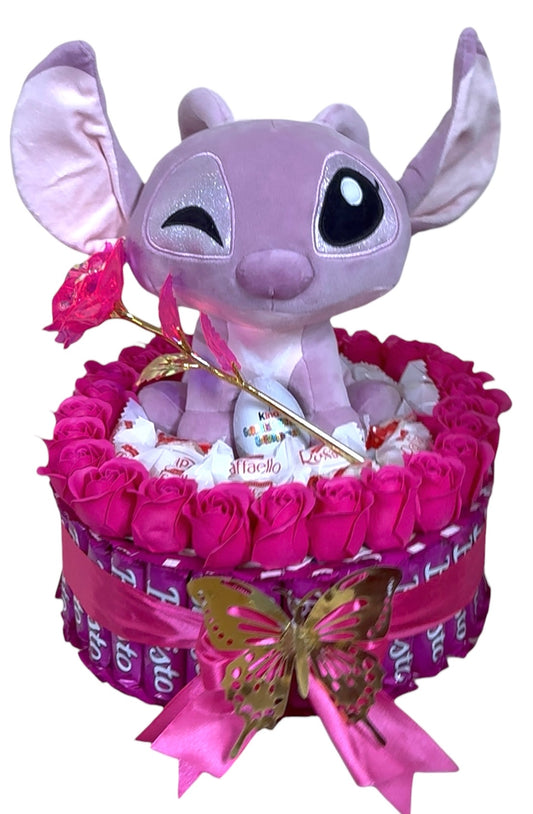 Coffret cadeau roses + chocolats + peluche Angel