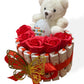 Coffret Cadeau avec Ours en Peluche, Œuf Kinder Surprise et Roses – Disponible en Marron ou Blanc