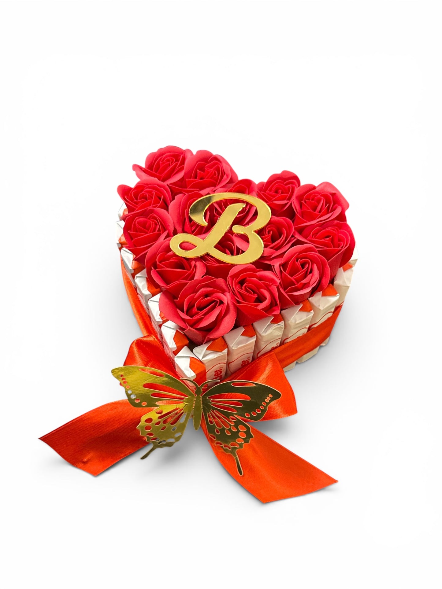 Kinder avec  Roses Coffret chocolat Kinder cadeau personnalisé rose Rouge