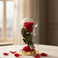 Rose éternelle rouge sous cloche en verre