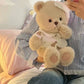 Doudou Doux 40 cm – Ourson Habillé à la Main en Tenue Blanche Élégante | Fait Main avec Amour