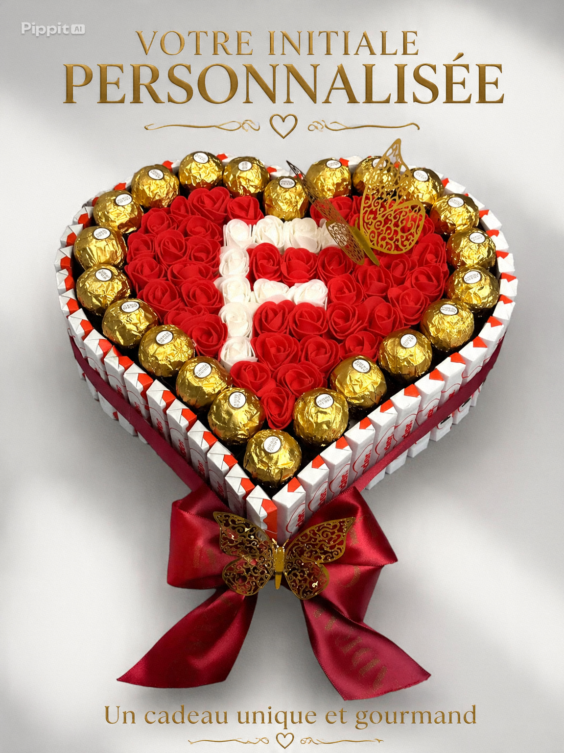 Cœur de chocolat personnalisé – Ferrero Rocher & Roses