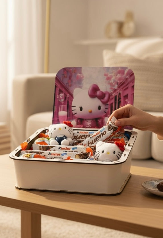 Hello kitty Box avec chocolat et peluche Coffret Cadeau Hello Kitty – Édition Gourmande & Élégante