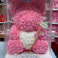 Ours en roses avec coeur 40cm Rose avec boîte