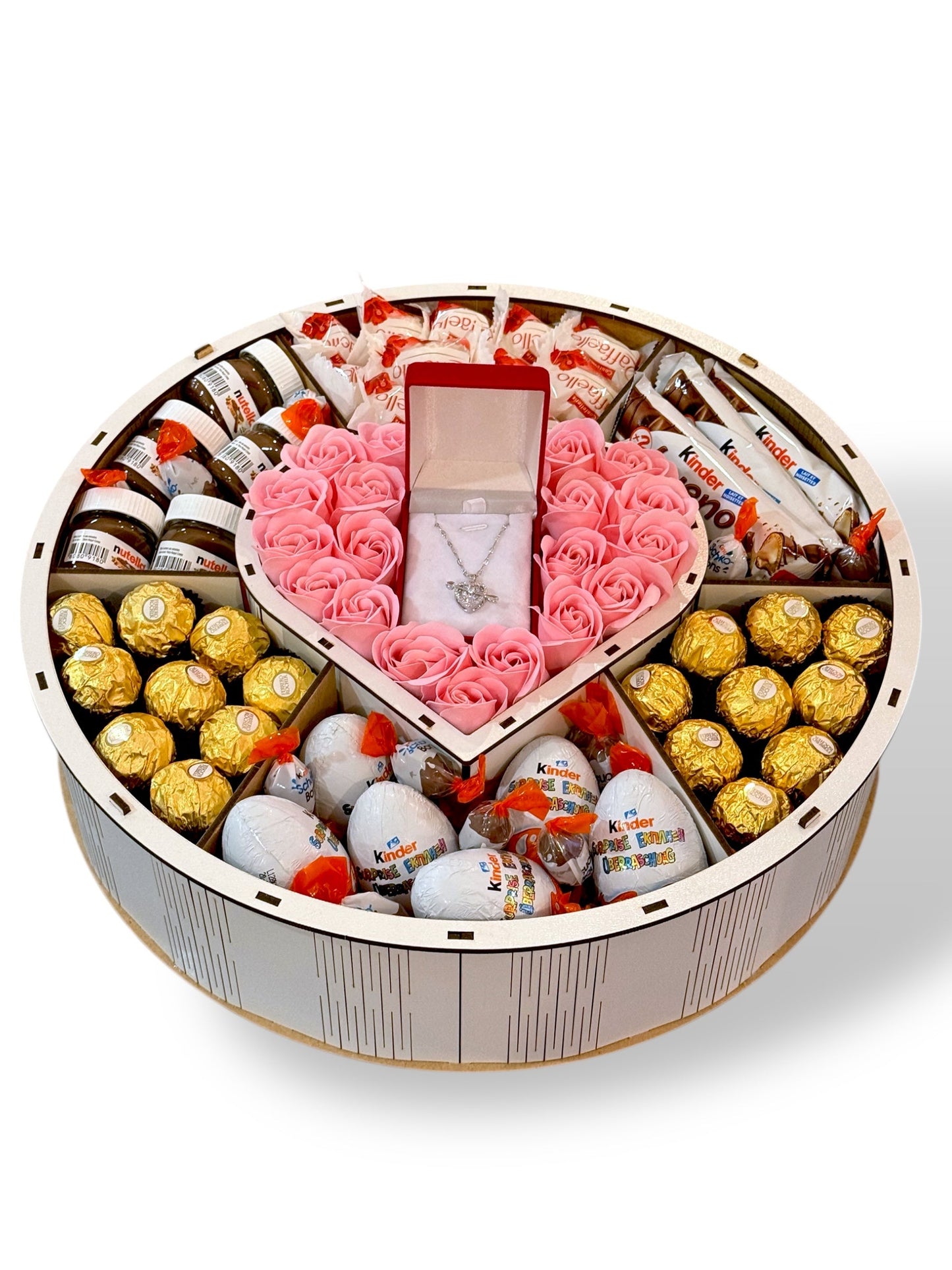 Coffret Cadeau Rond en Bois – Luxe & Gourmand, Fait Main
