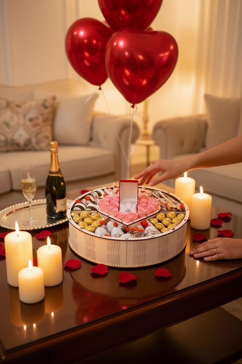 Coffret Cadeau Rond en Bois – Luxe & Gourmand, Fait Main
