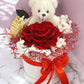 Rosa Éternelle avec Ours en Peluche – Cadeau Romantique en Boîte Élégante
