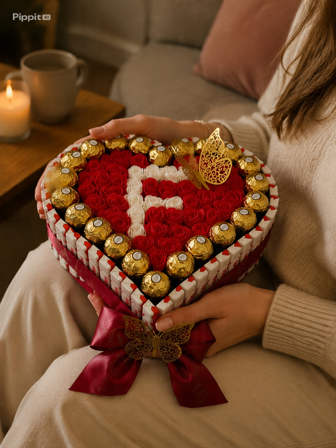 Cœur de chocolat personnalisé – Ferrero Rocher & Roses