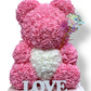 Ours en roses avec coeur 40cm Rose avec boîte