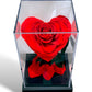 Rose Rouge en Forme de Cœur dans Boîte Cadeau Luxe avec Couvercle Acrylique – Cadeau Éternel de Luxe