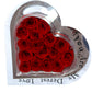 Coffret en forme de cœur avec roses rouges éternelles