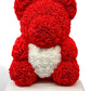 Ours en roses avec cœur 40cm Rouge