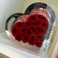 Coffret en forme de cœur avec roses rouges éternelles