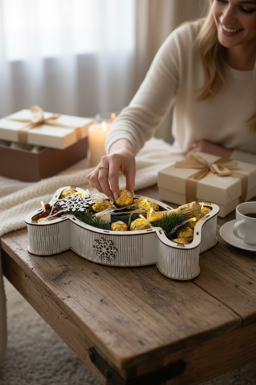 Coffret « Noël en Or » – Champagne Nicolas Feuillatte & 27 chocolats dorés