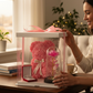 Box Cadeau Romantique – Ours en Roses & Rose Lumineuse