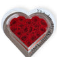 Coffret en forme de cœur avec roses rouges éternelles