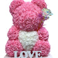 Ours en roses avec coeur 40cm Rose avec boîte