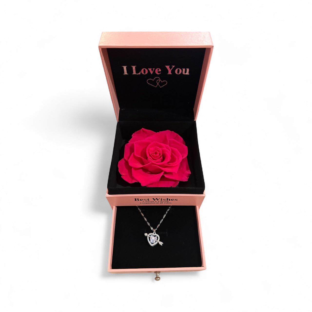 Rose éternelle avec bijoux