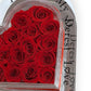 Coffret en forme de cœur avec roses rouges éternelles