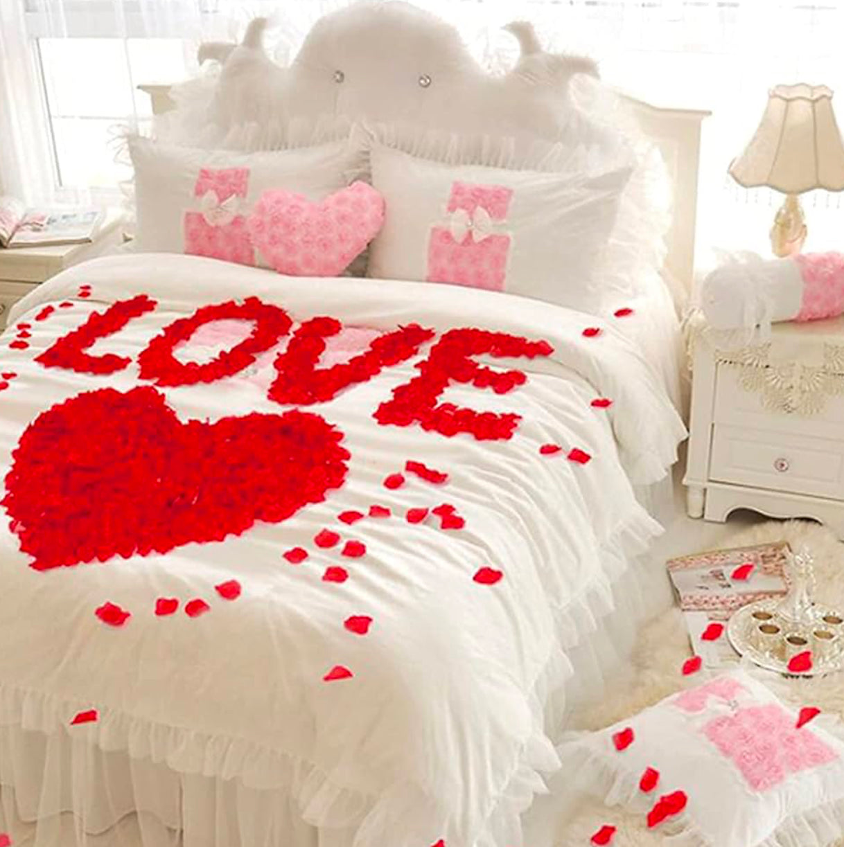 5000 Pièces Pétales de Rouges Artificiels, Petale de Rose - Mariage, Saint Valentin, Anniversaire, Ambiance Romantique