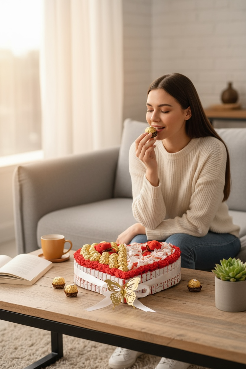 Coffret Cœur Romantique – Ferrero Rocher, Raffaello & Oursons en Peluche