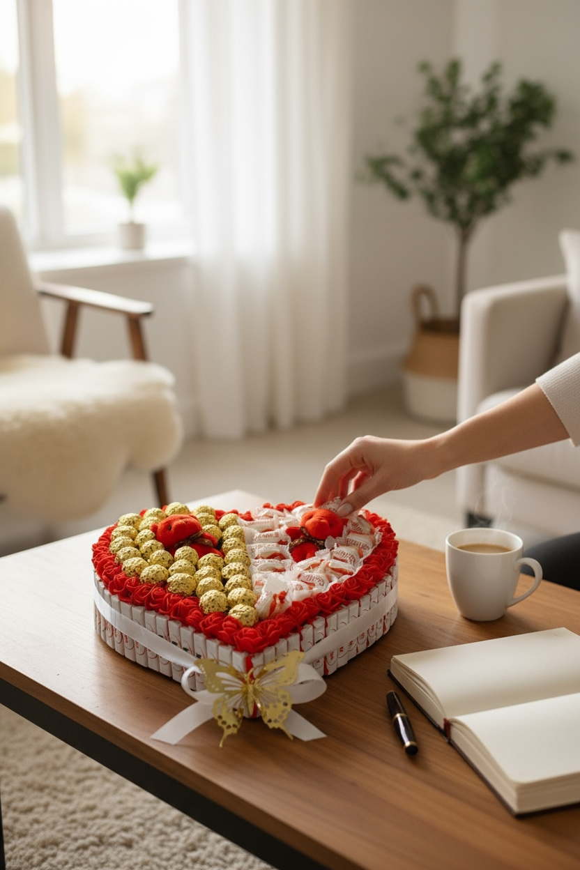 Coffret Cœur Romantique – Ferrero Rocher, Raffaello & Oursons en Peluche