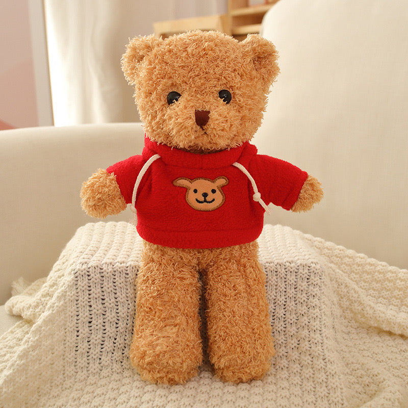 Ours en Peluche 35 cm – Modèle Мишка avec Sweat Rouge | Doudou Doux et Adorable