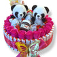 Bouquet gourmand Panda 30x30 – Chocolats Kinder, mini Nutella & roses en savon – Cadeau original fait main
