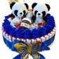 Bouquet gourmand Panda 30x30 – Chocolats Kinder, mini Nutella & roses en savon – Cadeau original fait main