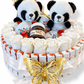 Bouquet gourmand Panda 30x30 – Chocolats Kinder, mini Nutella & roses en savon – Cadeau original fait main