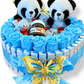 Bouquet gourmand Panda 30x30 – Chocolats Kinder, mini Nutella & roses en savon – Cadeau original fait main