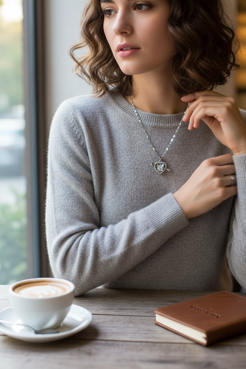 Collier Cœur avec Flèche – Pendentif romantique scintillant