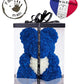 Ours en roses avec coeur 40 cm Bleu
