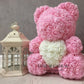 Ours en roses avec cœur 40 cm Rose
