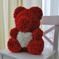 Ours en roses avec cœur 40cm Rouge